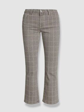 Frame Women's Gray Plaid Mid-Rise Mini Bootcut Jeans Pants Size 26